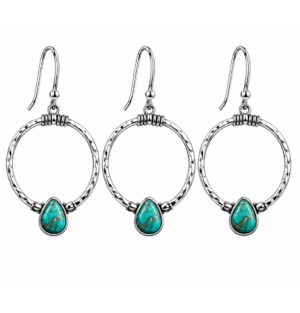 Dangle Hoop Silver Turquoise