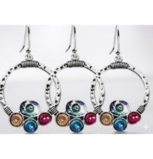 Dangle Hoop Silver Multi-Color
