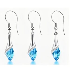 Silver Drop Earring Aquamarine Gem