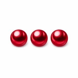 Three glossy red spheres on white background