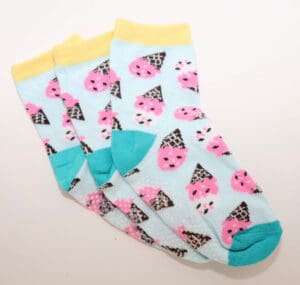 Blue ankle socks with pink ice cream