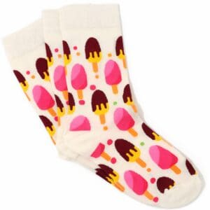 White socks with colorful popsicle print